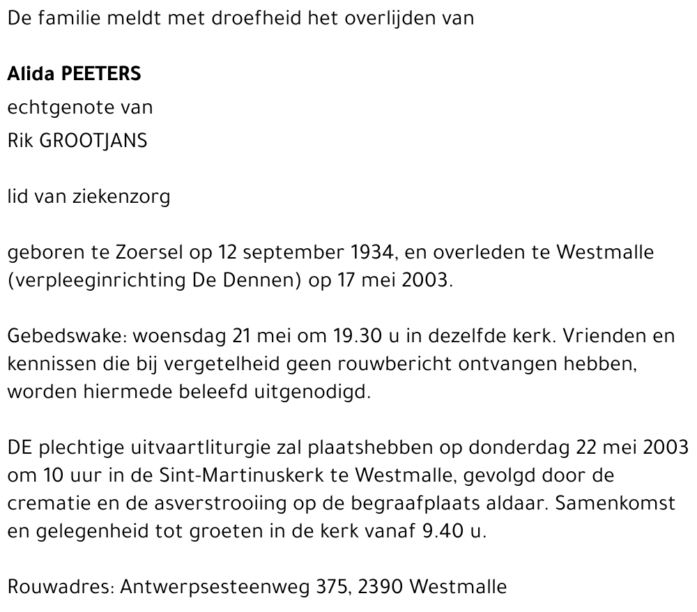 Alida PEETERS