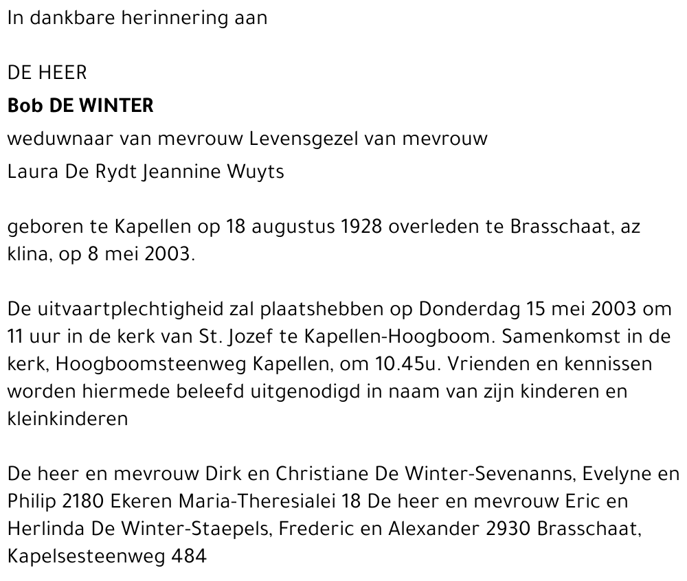 Bob De Winter
