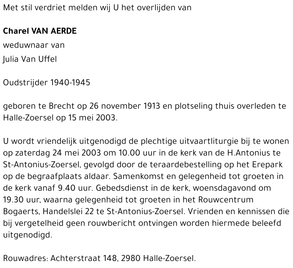 Charel VAN AERDE
