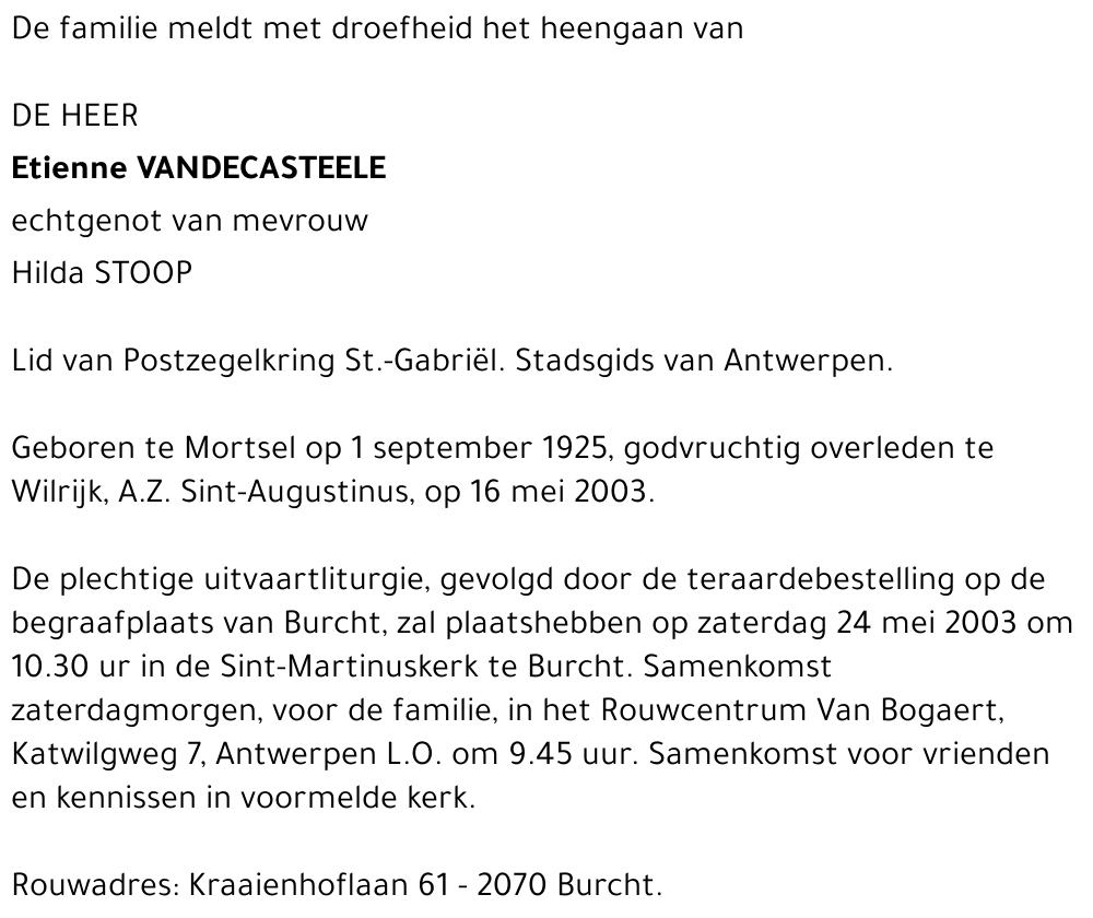 ETIENNE VANDECASTEELE