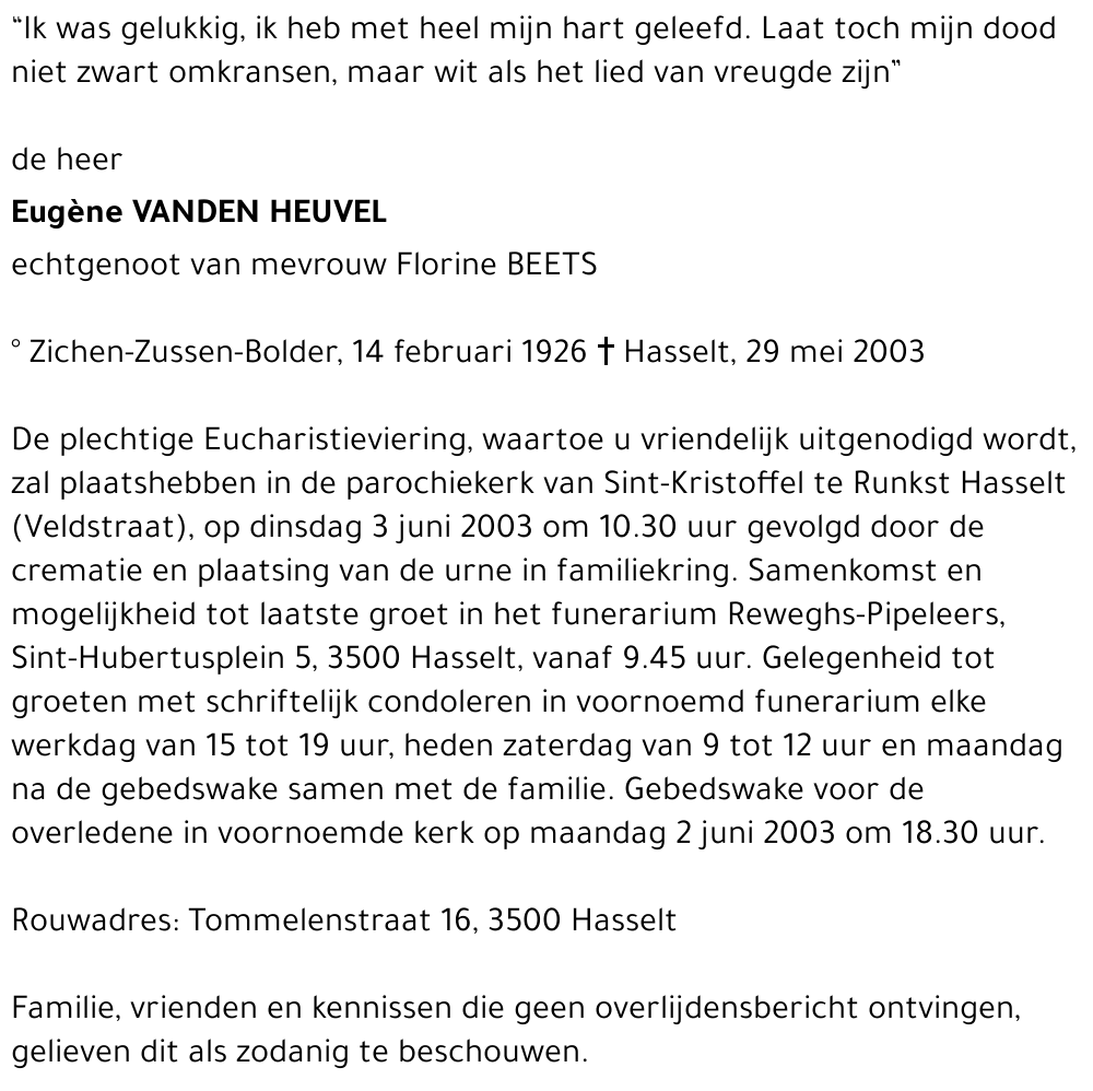 Eugène VANDEN HEUVEL