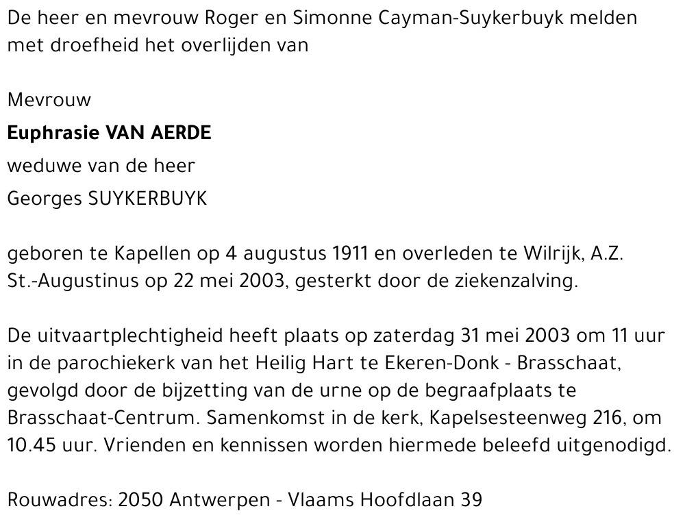EUPHRASIE VAN AERDE