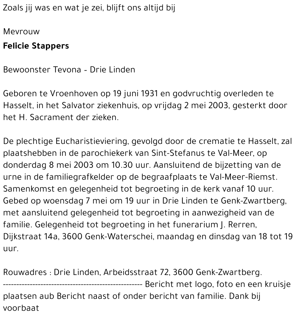 Felicie STAPPERS