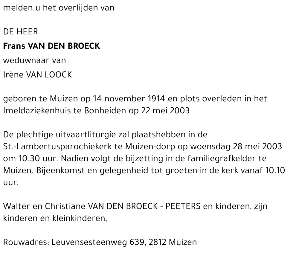 Frans VAN DEN BROECK