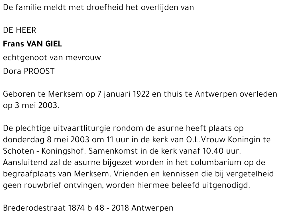 FRANS VAN GIEL