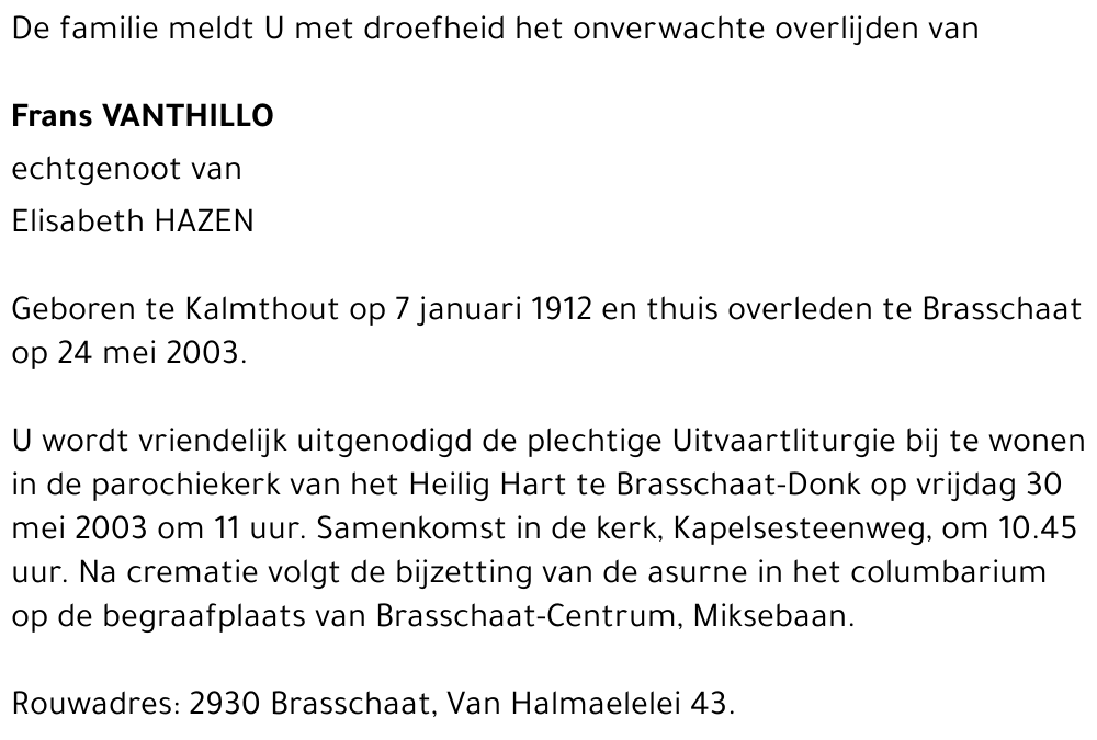 FRANS VANTHILLO