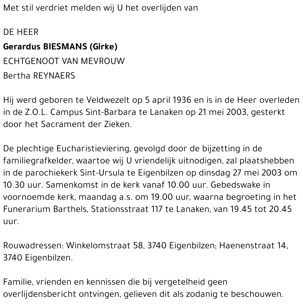 Gerardus Biesmans