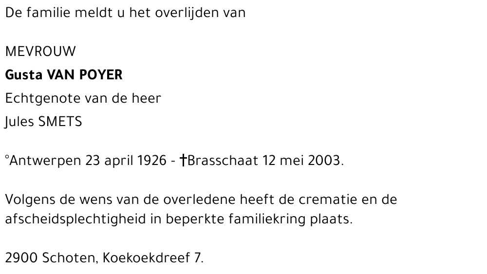 GUSTA VAN POYER