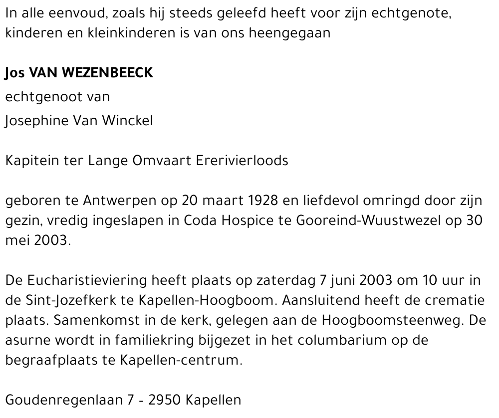 Jos VAN WEZENBEECK