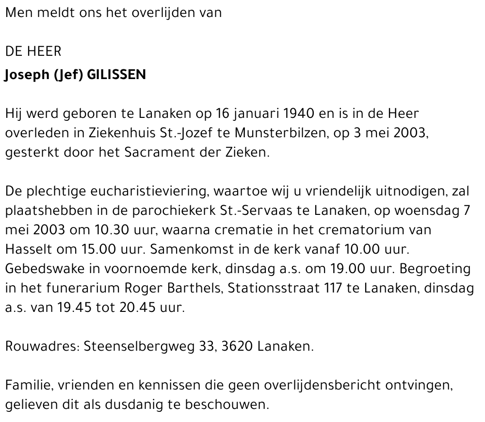 Joseph (Jef) Gilissen