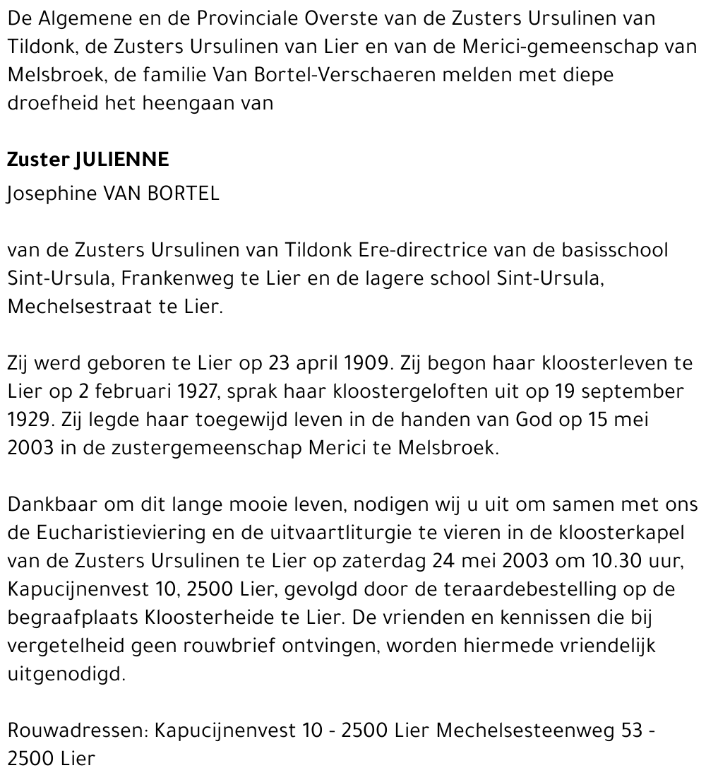 JULIENNE (JOSEPHINE VAN BORTEL)