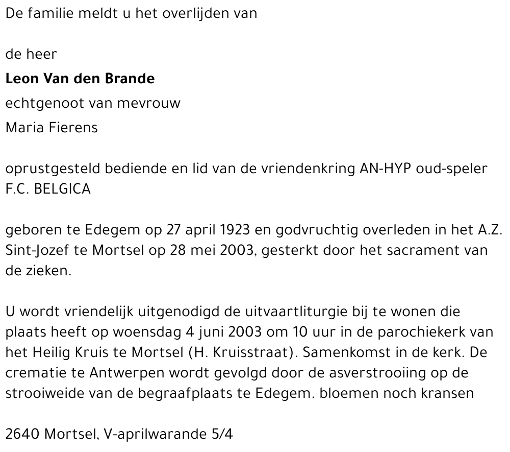 Leonard VAN DEN BRANDE
