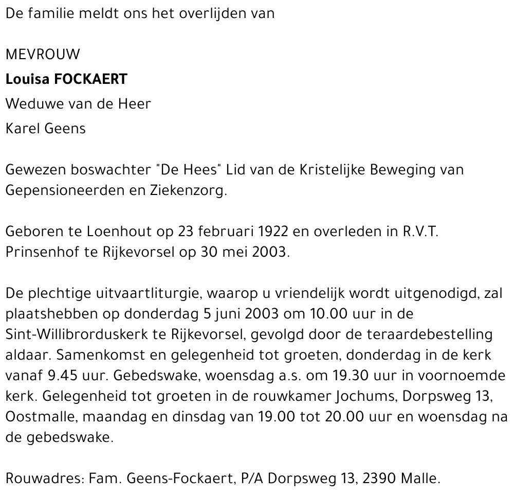 Louisa Fockaert