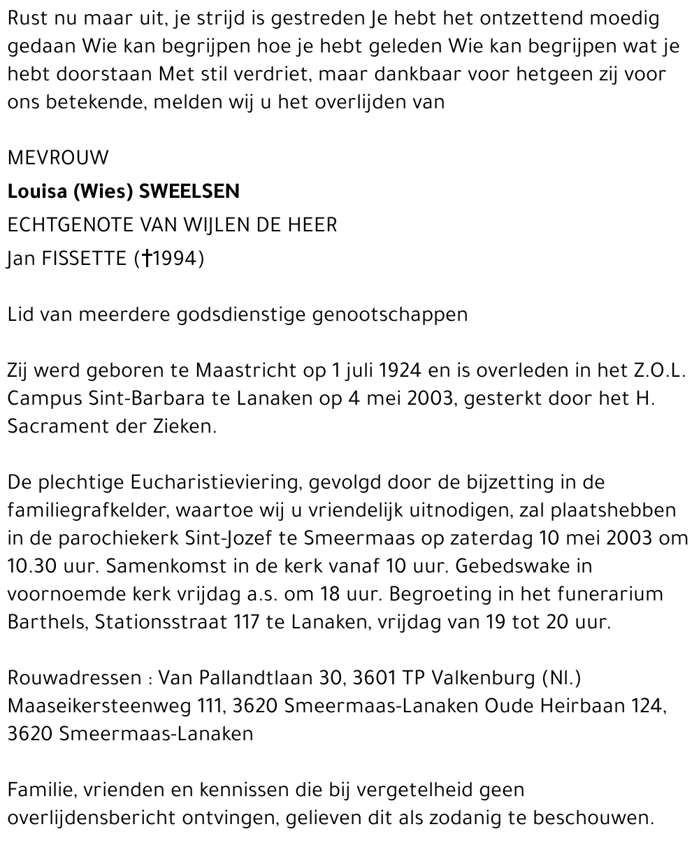 Louisa Sweelsen