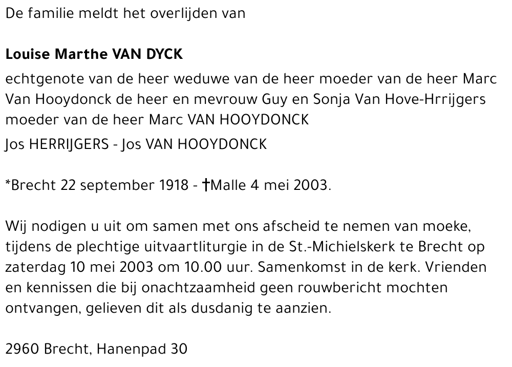 LOUISE VAN DYCK