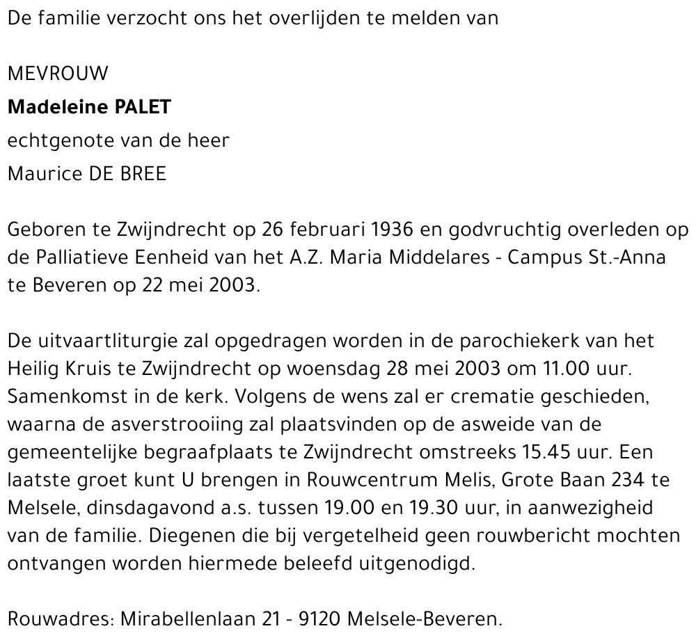 MADELEINE PALET