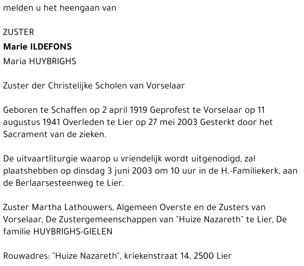 Marie Huybrighs