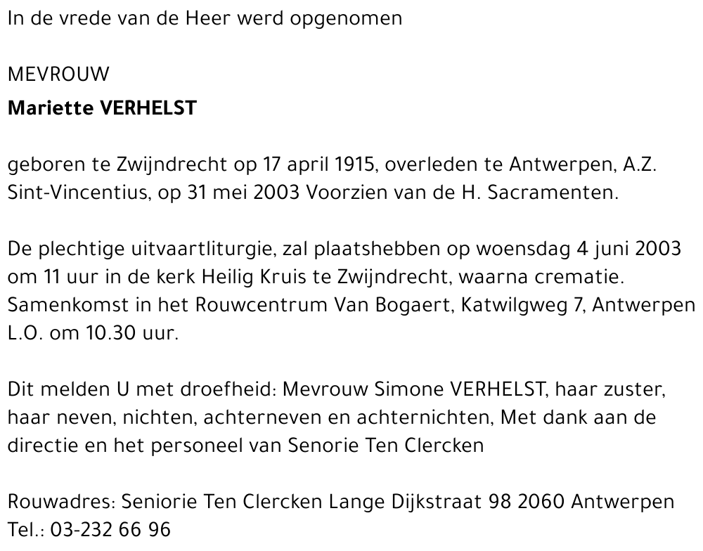 Mariette VERHELST