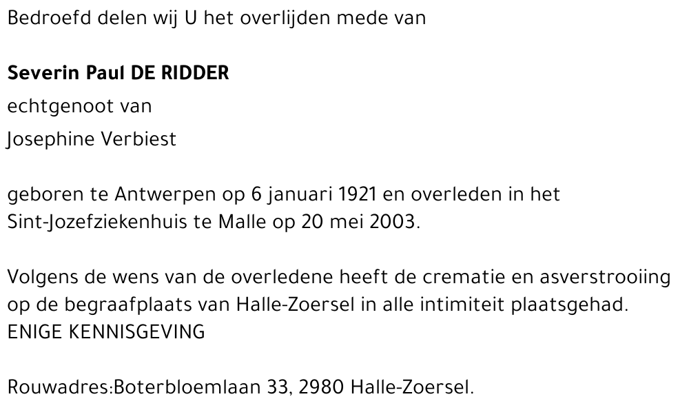 Severin Paul DE RIDDER