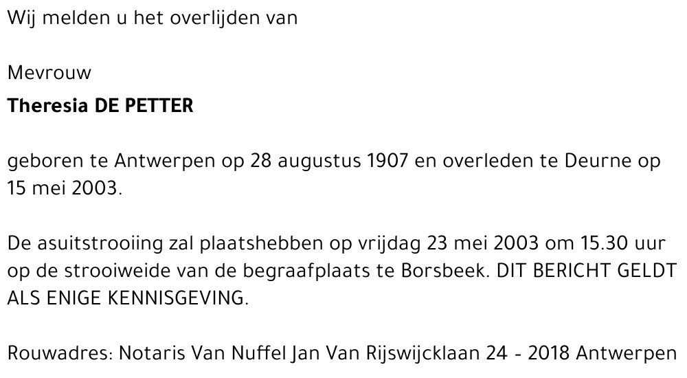 Theresia De Petter