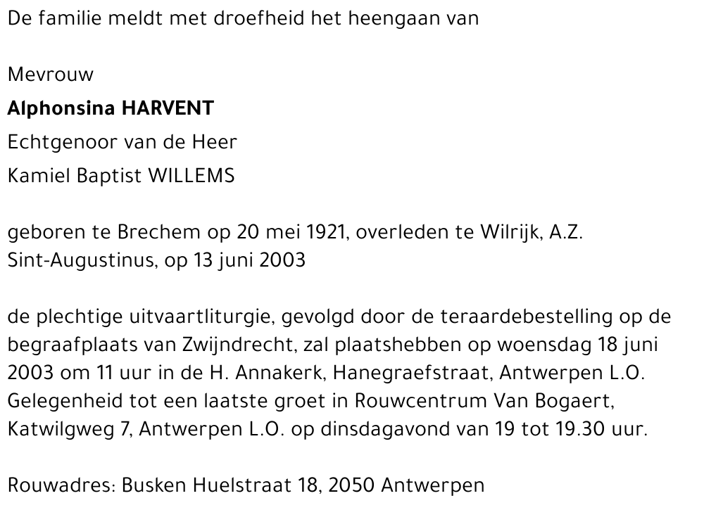Alphonsina HARVENT