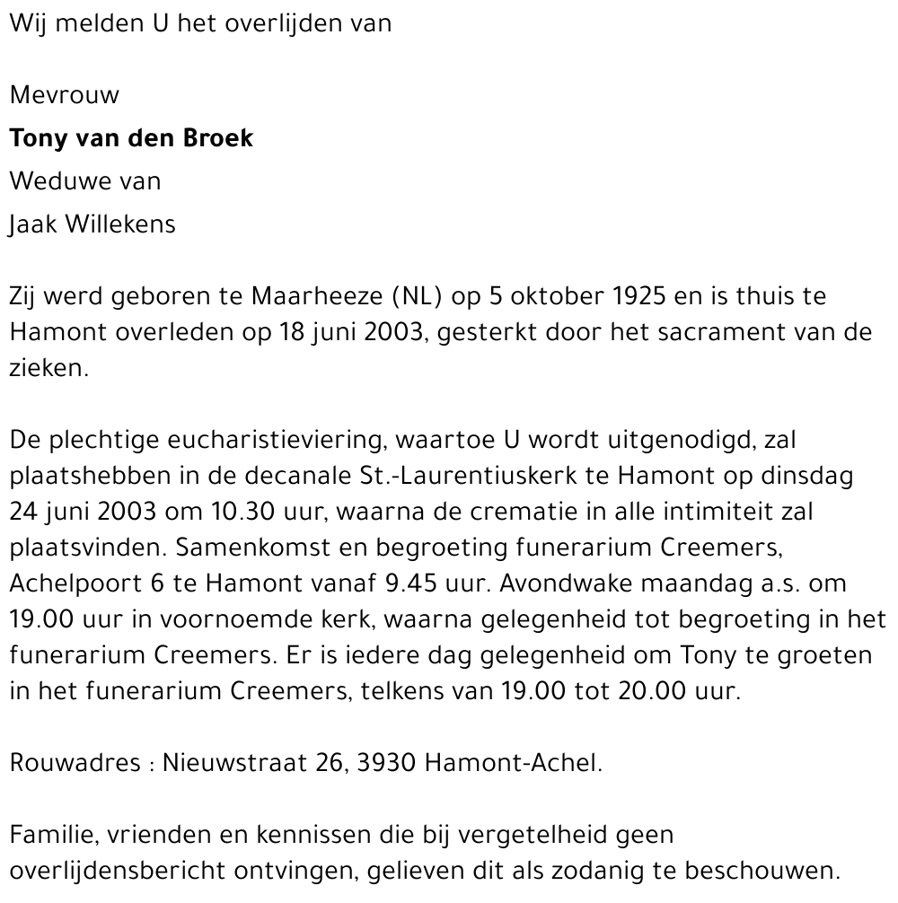 Antonia Lucia Maria van den Broek