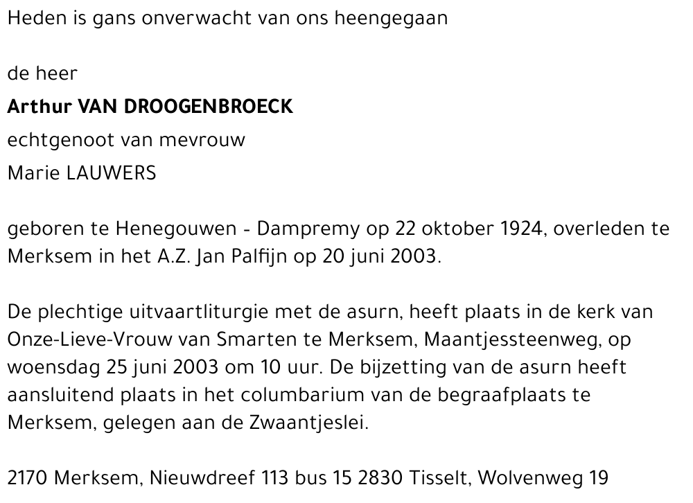 Arthur VAN DROOGENBROECK