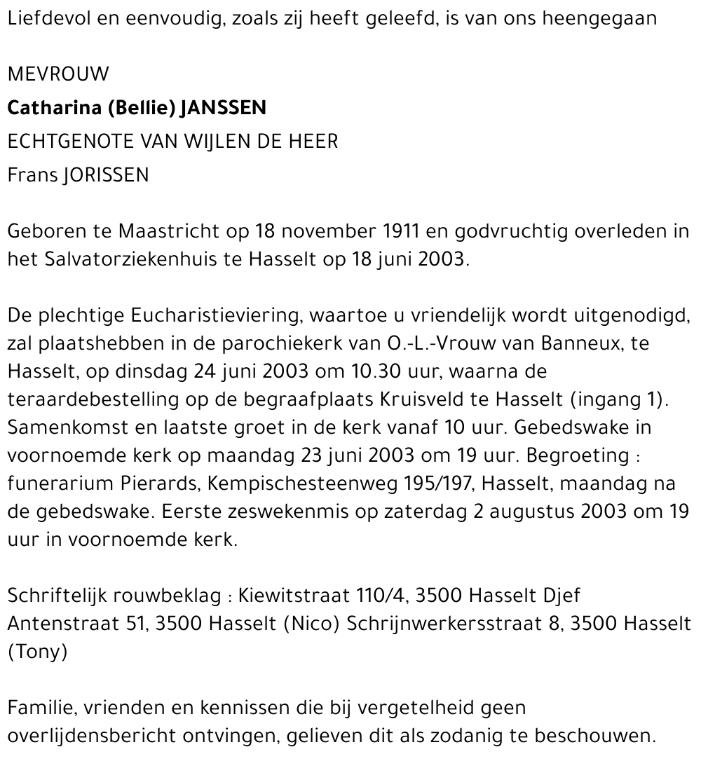 Catharina (Bellie) Janssen