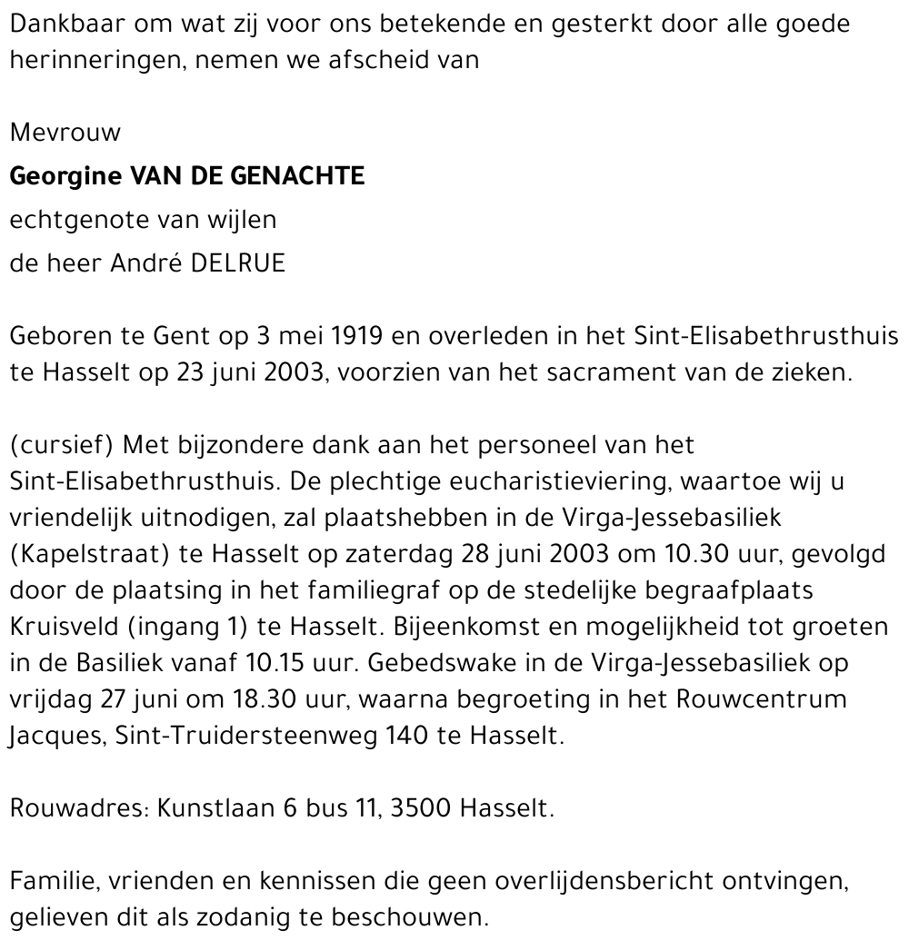 Georgina Van De Genachte