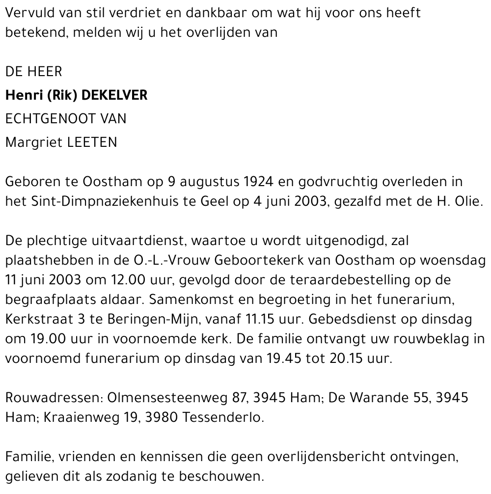 Henri (Rik) Dekelver