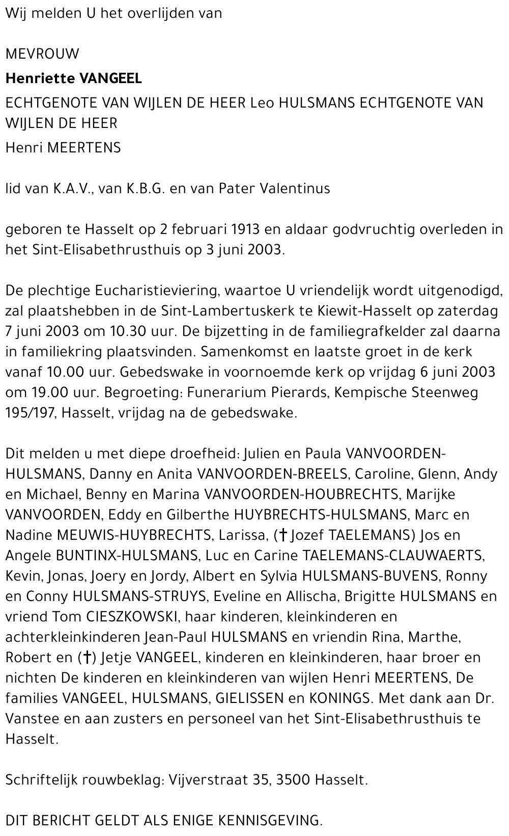 Henriette Vangeel
