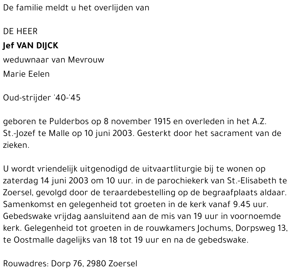Jef VAN DIJCK