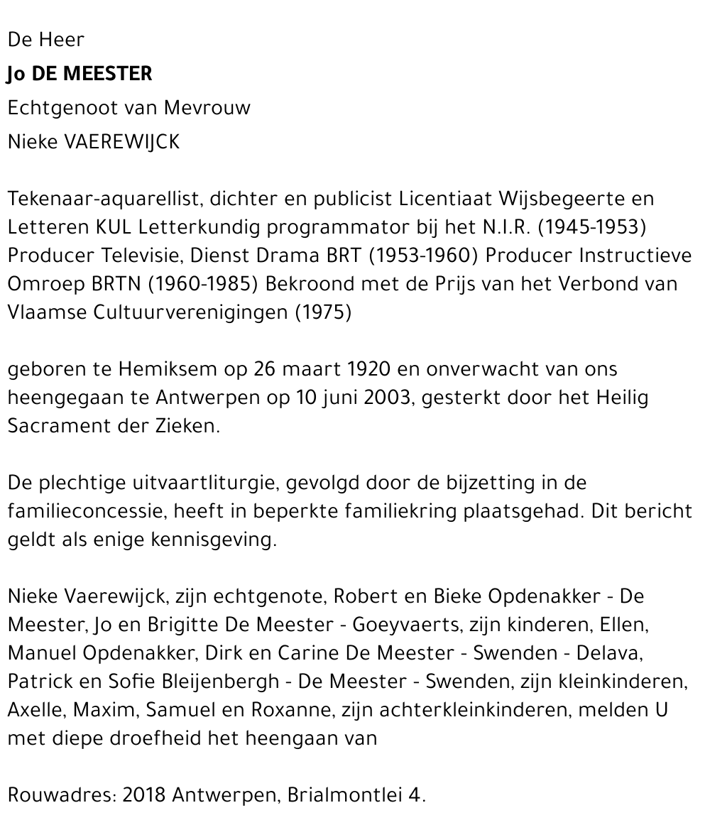 Jo DE MEESTER