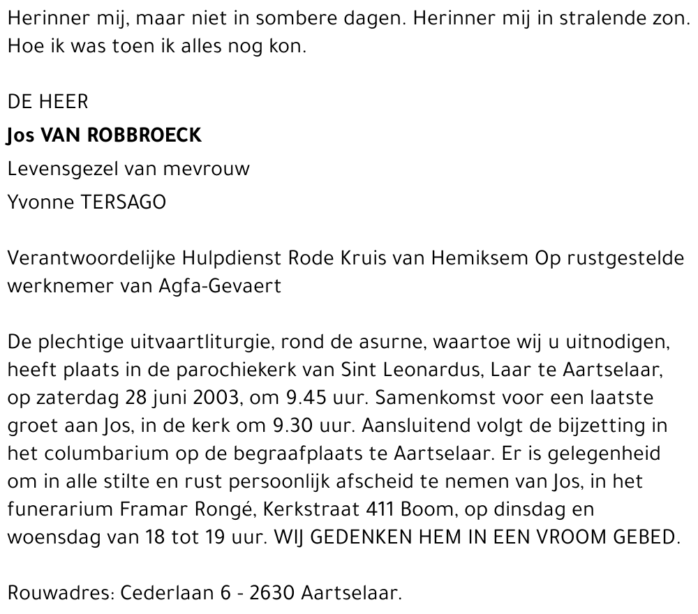 JOS VAN ROBBROECK