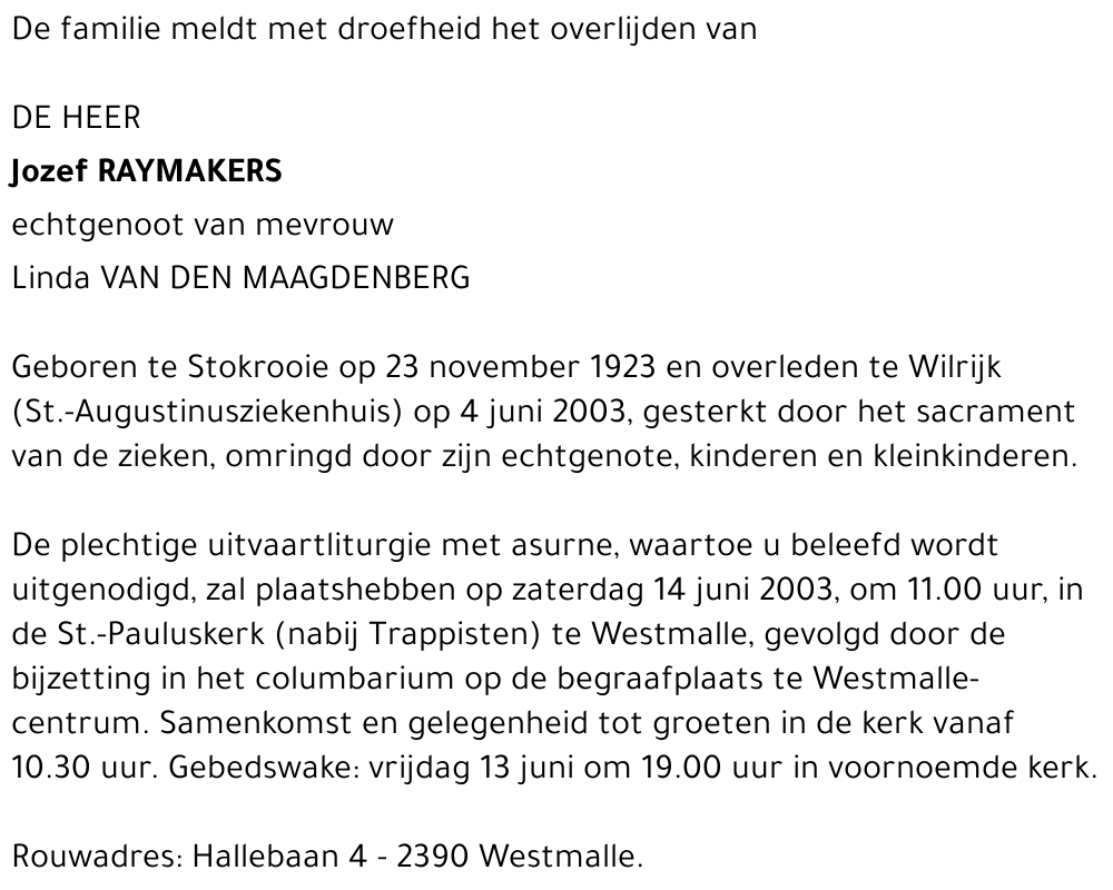 Jozef RAYMAKERS