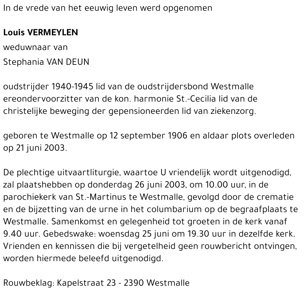 LOUIS VERMEYLEN