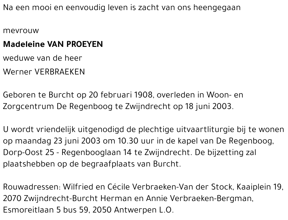 MADELEINE VAN PROEYEN