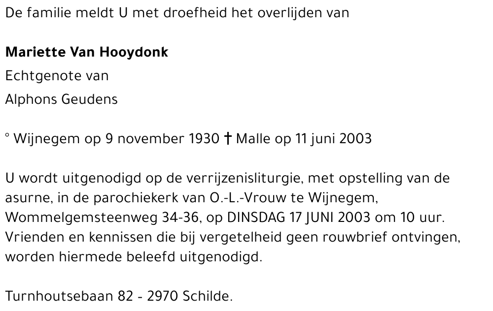 Maria Van Hooydonk