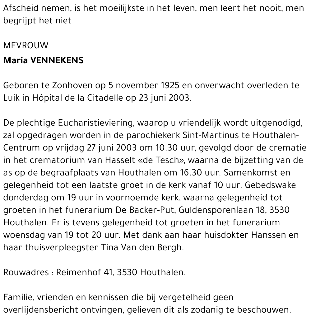 Maria Vennekens