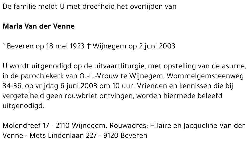 Marie Van der Venne