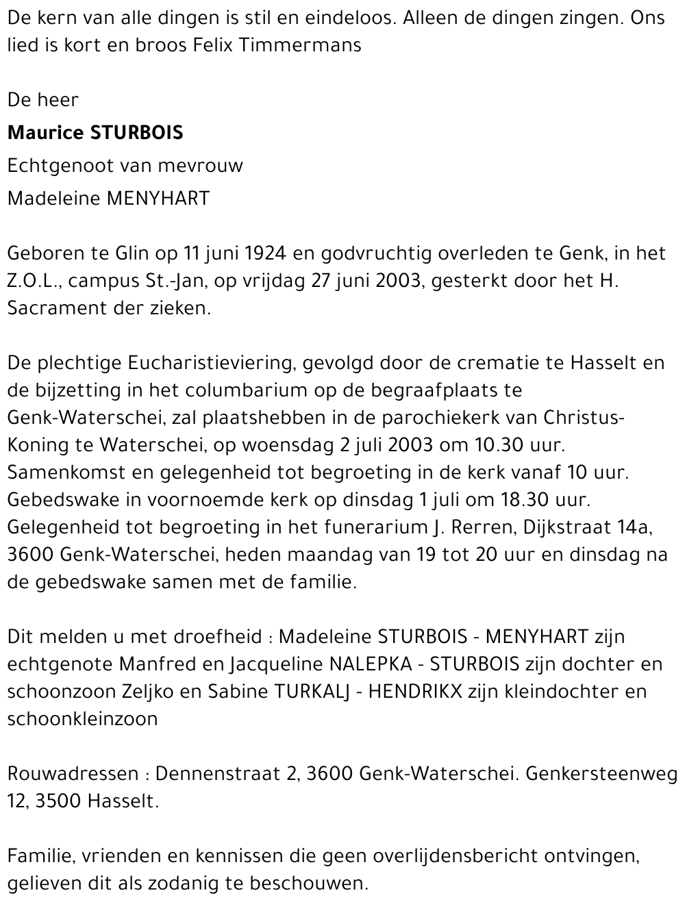 Maurice STURBOIS