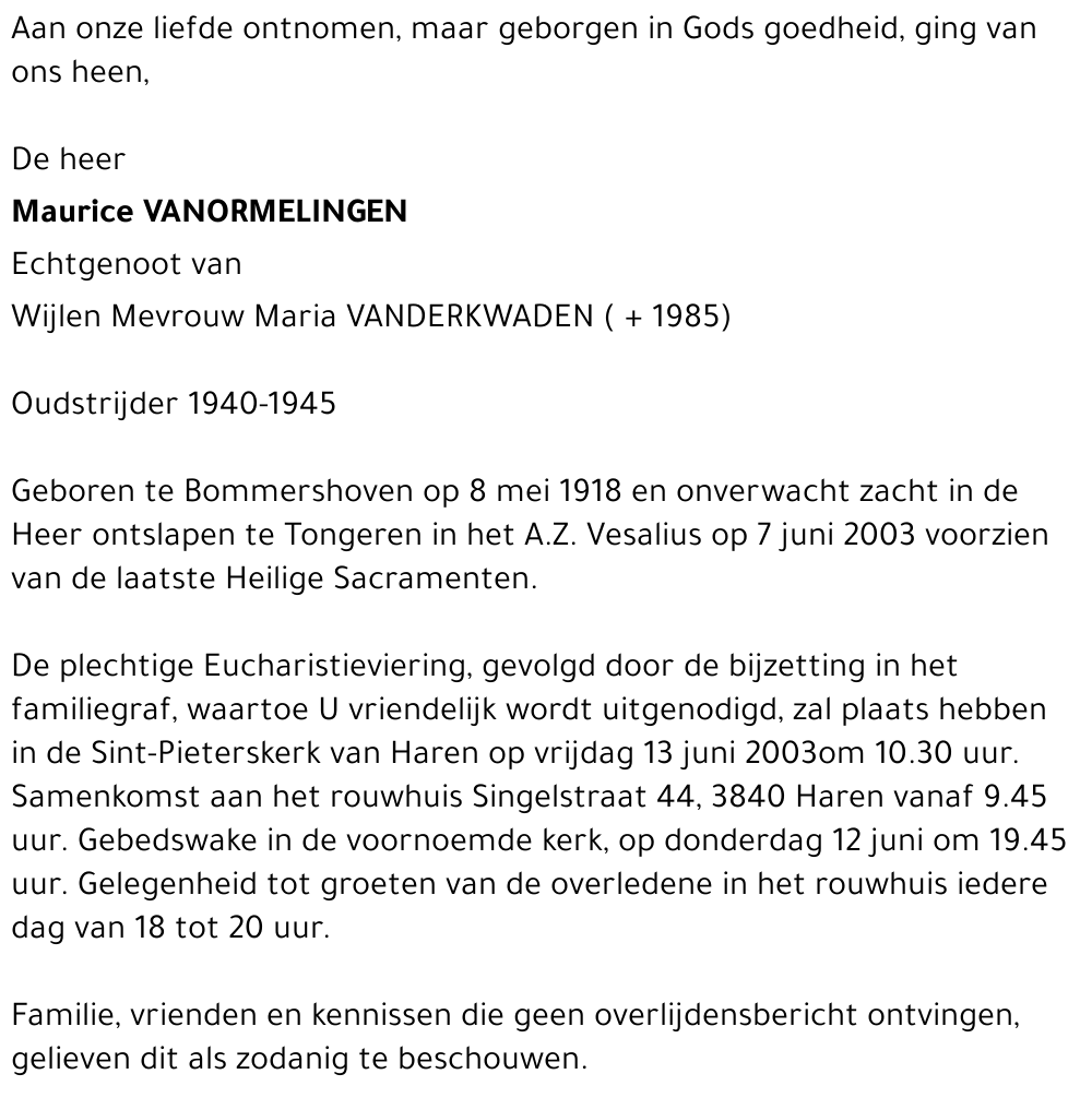 Maurice Vanormelingen