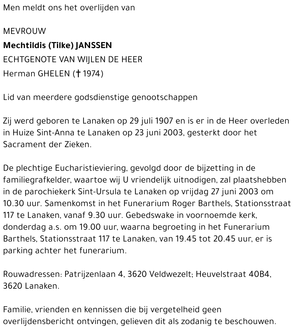 Mechtildis (Tilke) Janssen