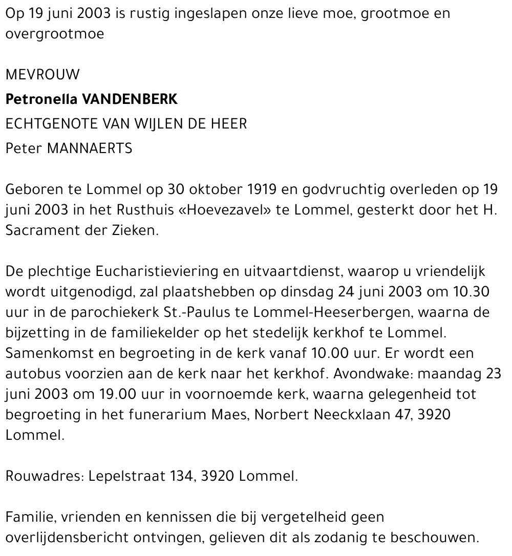 Petronella Vandenberk