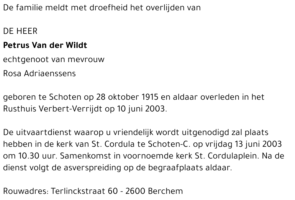 Petrus Van der Wildt