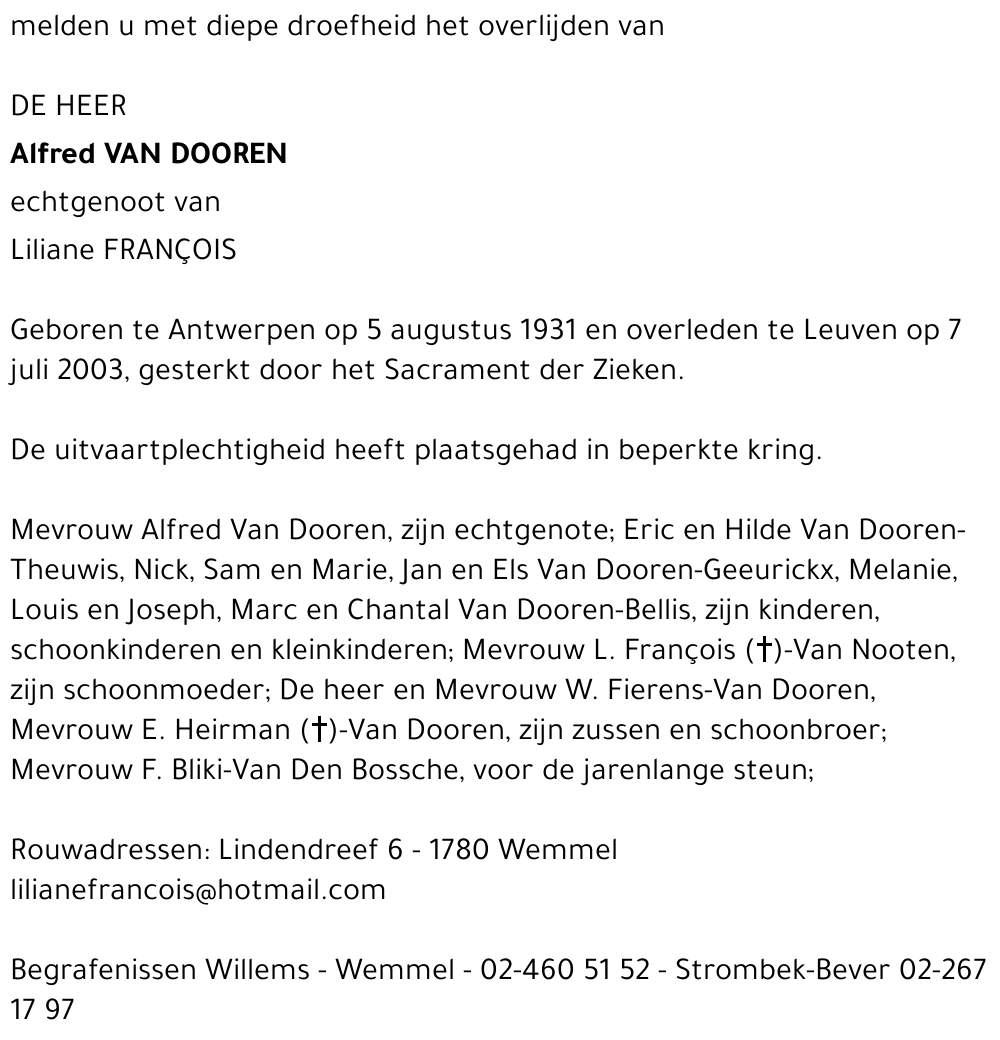 ALFRED VAN DOOREN