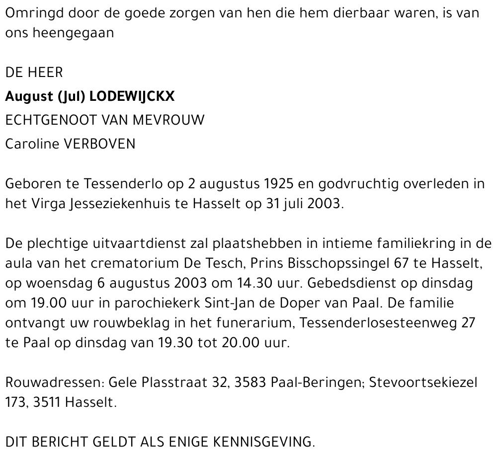 August (Jul) Lodewijckx