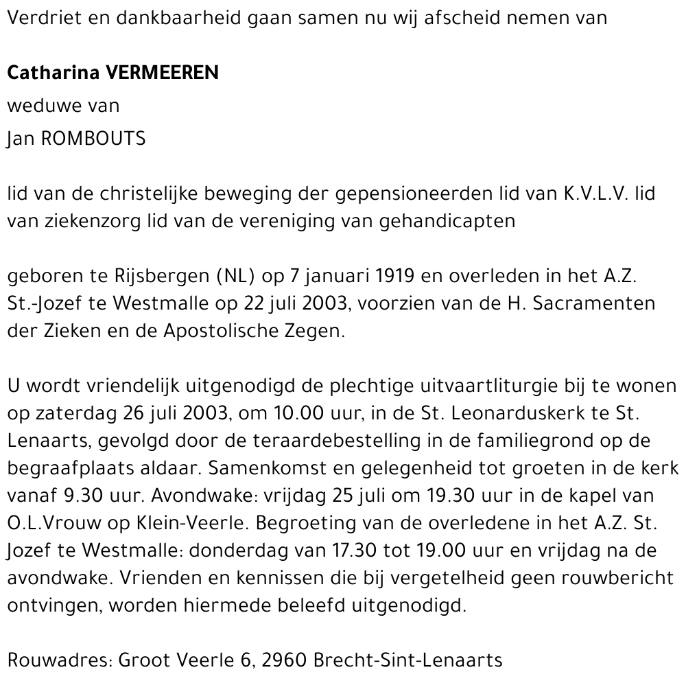 CATHARINA VERMEEREN