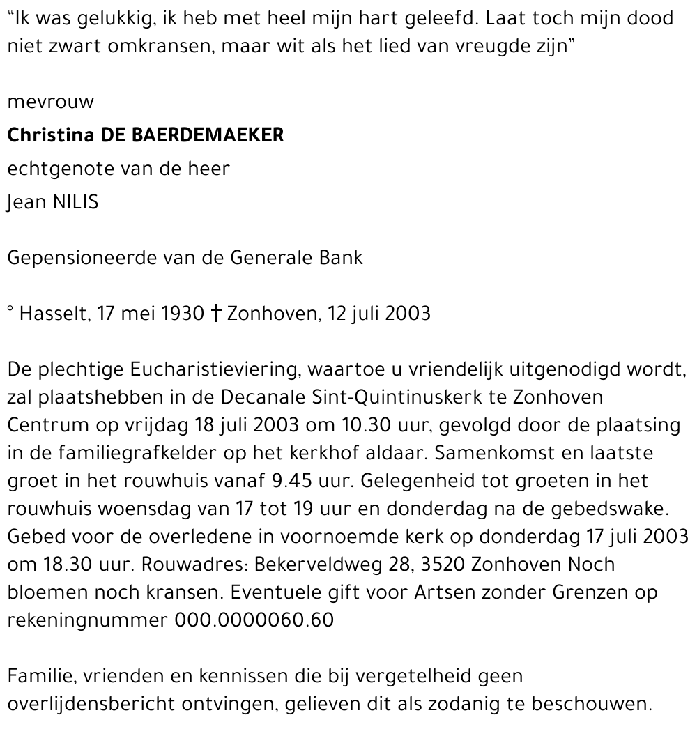 Christina DE BAERDEMAEKER