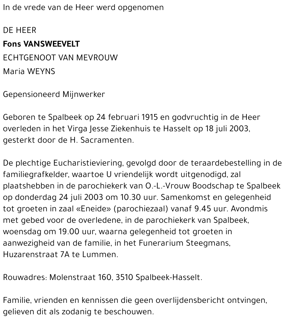 Fons Vansweevelt